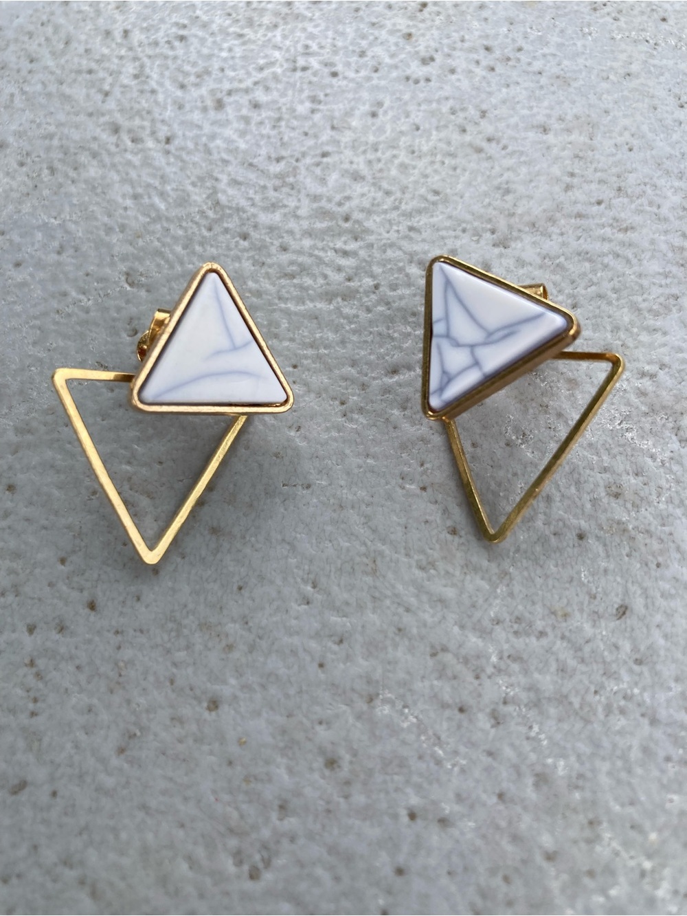 Versatile Geometric Earrings Goldtone setting Magnesite stone pierced